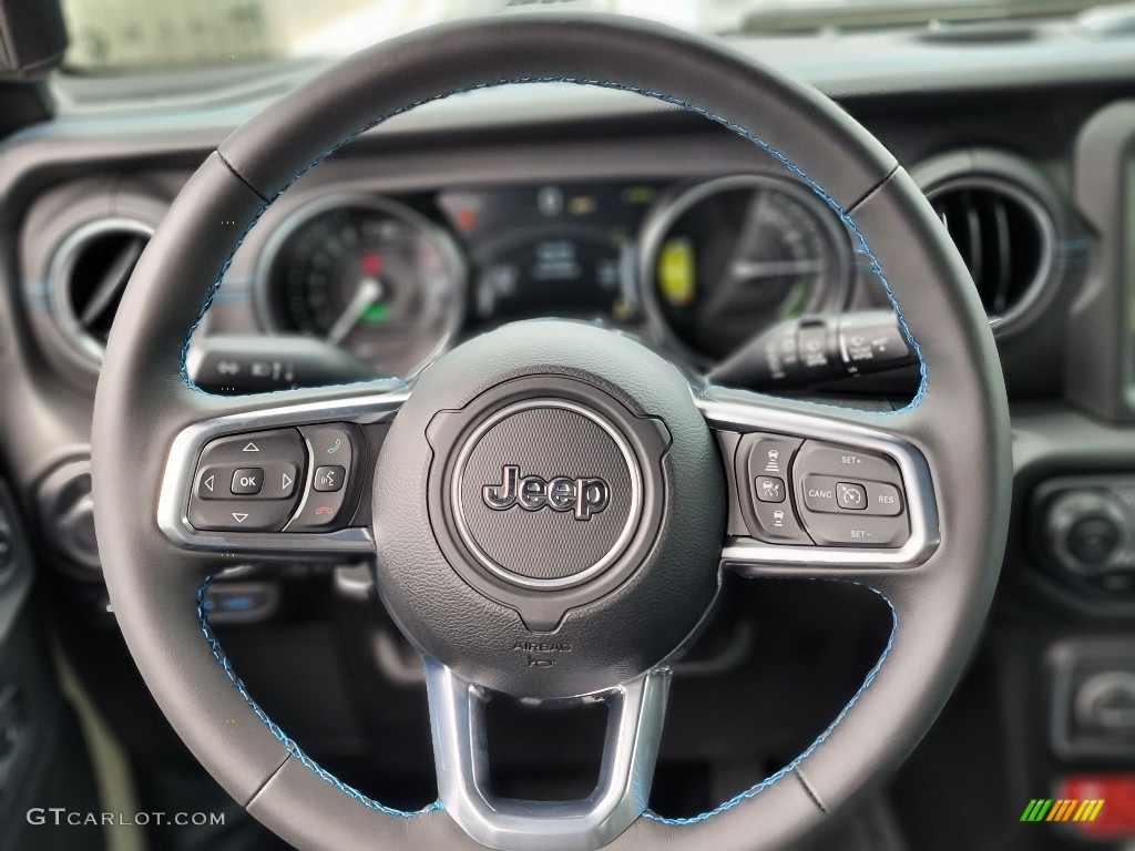 2022 Jeep Wrangler Unlimited Rubicon 4XE Hybrid Black Steering Wheel Photo #144725353