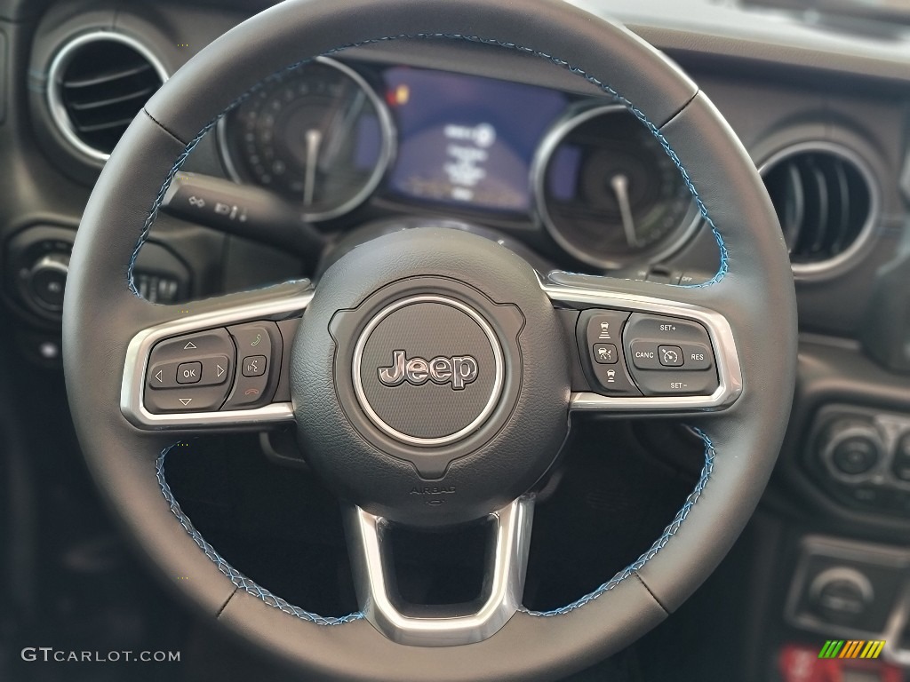 2022 Jeep Wrangler Unlimited Rubicon 4XE Hybrid Black Steering Wheel Photo #144725577