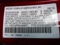 R569MX: Radiant Red Metallic 2018 Honda Accord Touring Sedan Color Code