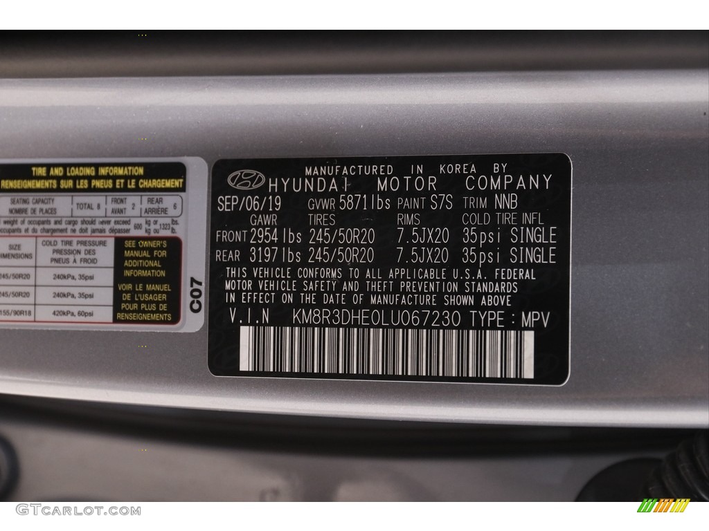 2020 Palisade SEL AWD - Lagoon Silver / Black photo #23