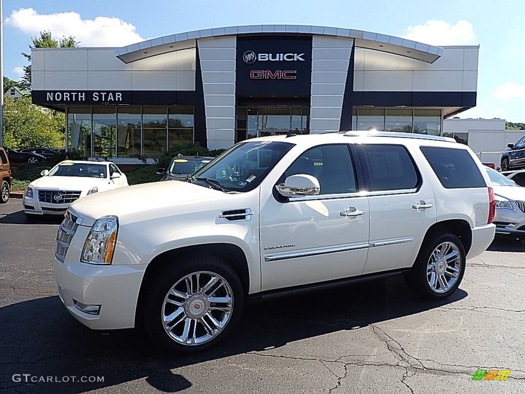 2013 Escalade Platinum AWD - White Diamond Tricoat / Ebony photo #1