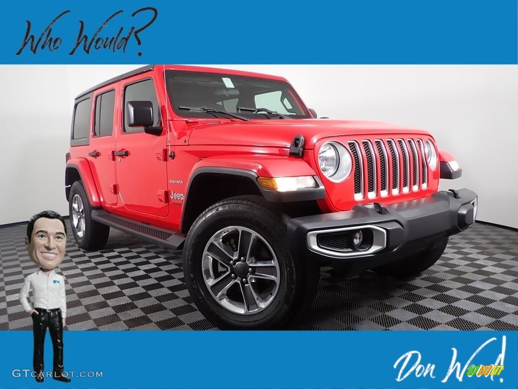 2020 Wrangler Unlimited Sahara 4x4 - Firecracker Red / Black photo #1