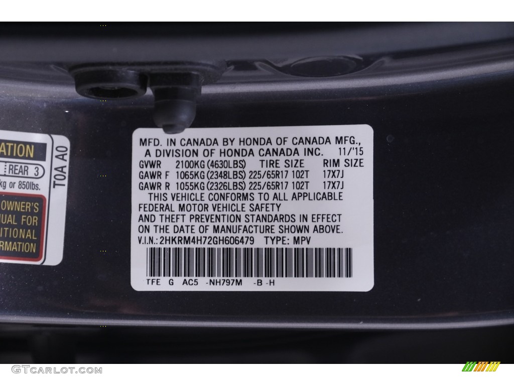 2016 CR-V Color Code NH797M for Modern Steel Metallic Photo #144740447