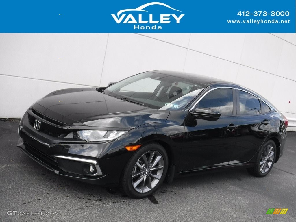 2019 Civic EX Sedan - Crystal Black Pearl / Black photo #1