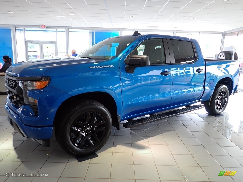 Glacier Blue Metallic 2022 Chevrolet Silverado 1500 Custom Crew Cab 4x4 Exterior Photo #144754759