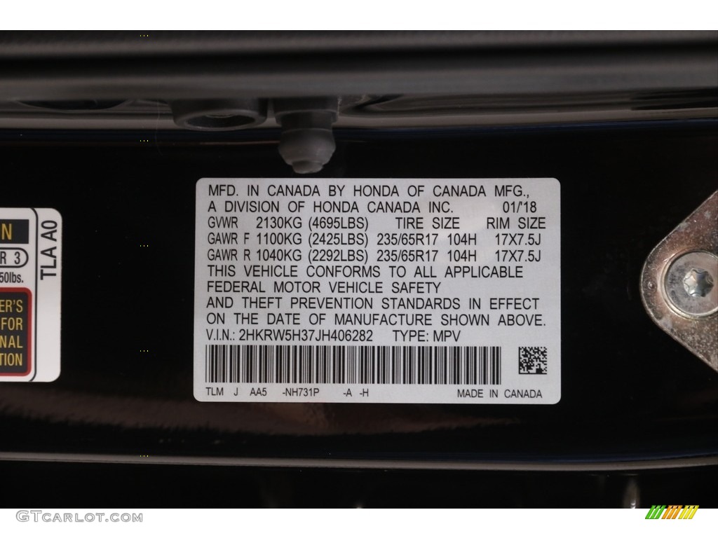 2018 CR-V LX - Crystal Black Pearl / Black photo #21
