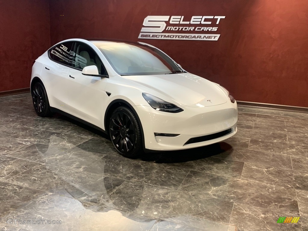 2022 Model Y Performance AWD - Pearl White Multi-Coat / White/Black photo #3