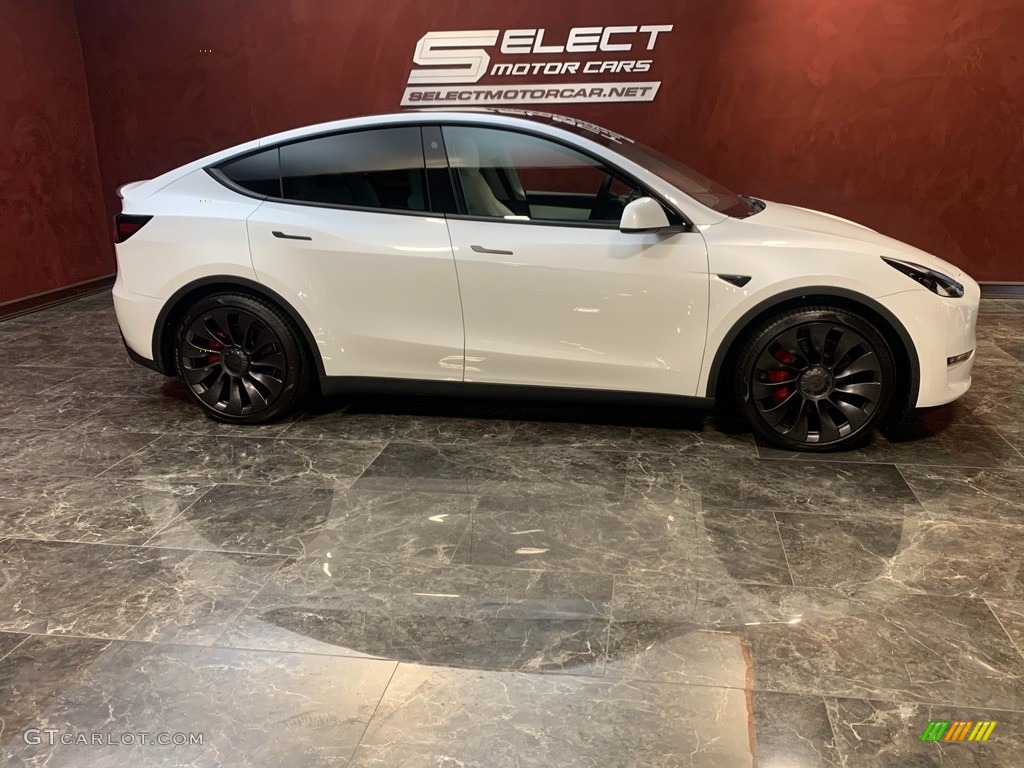 2022 Model Y Performance AWD - Pearl White Multi-Coat / White/Black photo #4