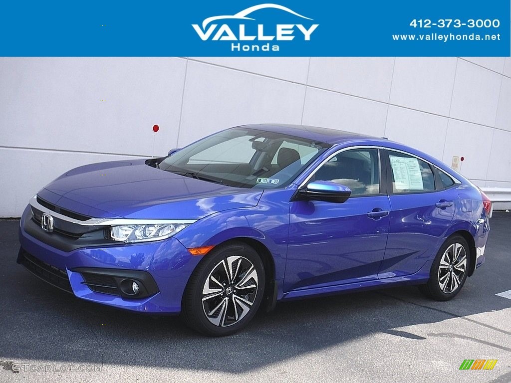 2018 Civic EX-L Sedan - Aegean Blue Metallic / Black photo #1