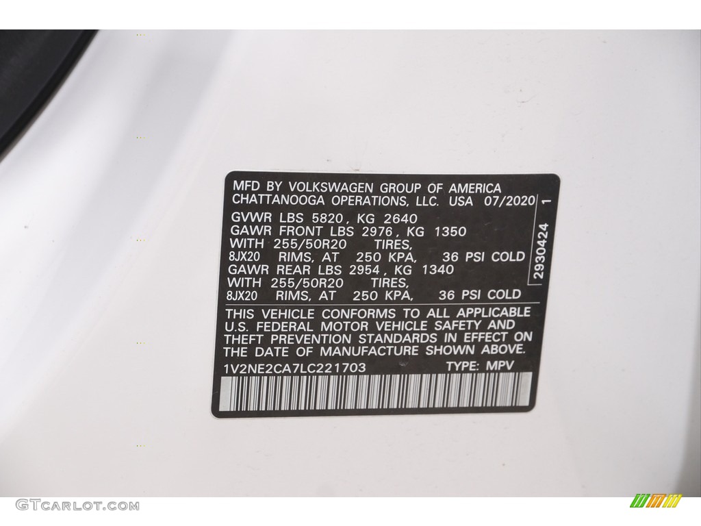 2020 Atlas Cross Sport SEL 4Motion - Pure White / Titan Black photo #21