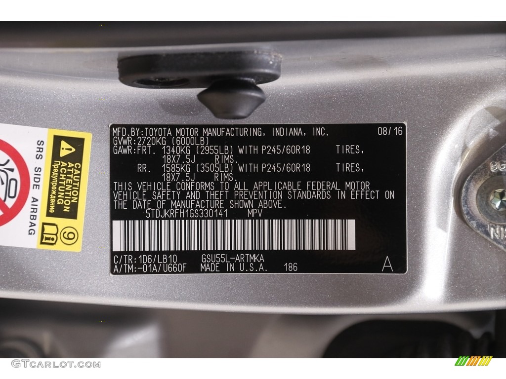 2016 Highlander XLE - Silver Sky Metallic / Ash photo #23