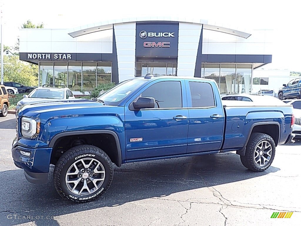 2018 Sierra 1500 SLT Double Cab 4WD - Stone Blue Metallic / Jet Black/­Spice Red photo #1
