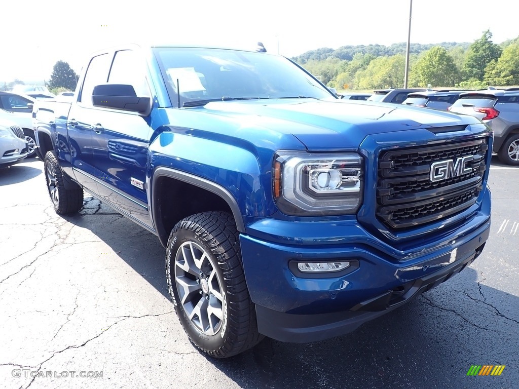 2018 Sierra 1500 SLT Double Cab 4WD - Stone Blue Metallic / Jet Black/­Spice Red photo #9