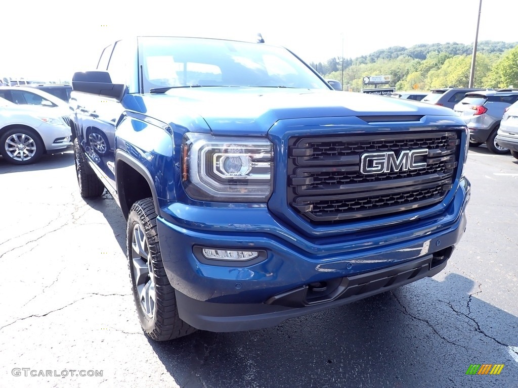 2018 Sierra 1500 SLT Double Cab 4WD - Stone Blue Metallic / Jet Black/­Spice Red photo #10