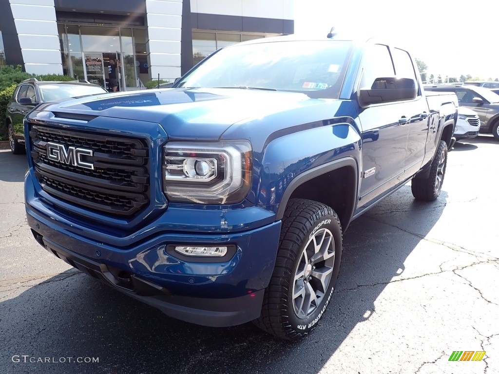 2018 Sierra 1500 SLT Double Cab 4WD - Stone Blue Metallic / Jet Black/­Spice Red photo #12