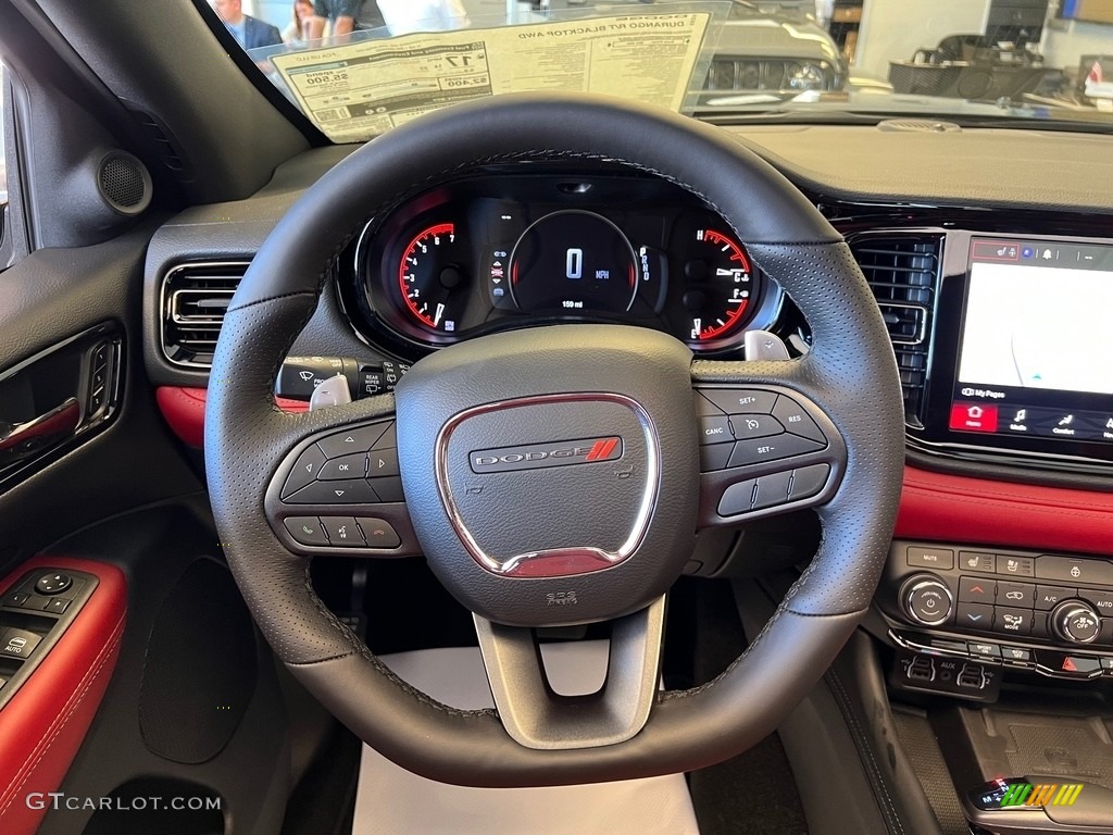 2022 Dodge Durango R/T Blacktop AWD Red/Black Steering Wheel Photo #144778028
