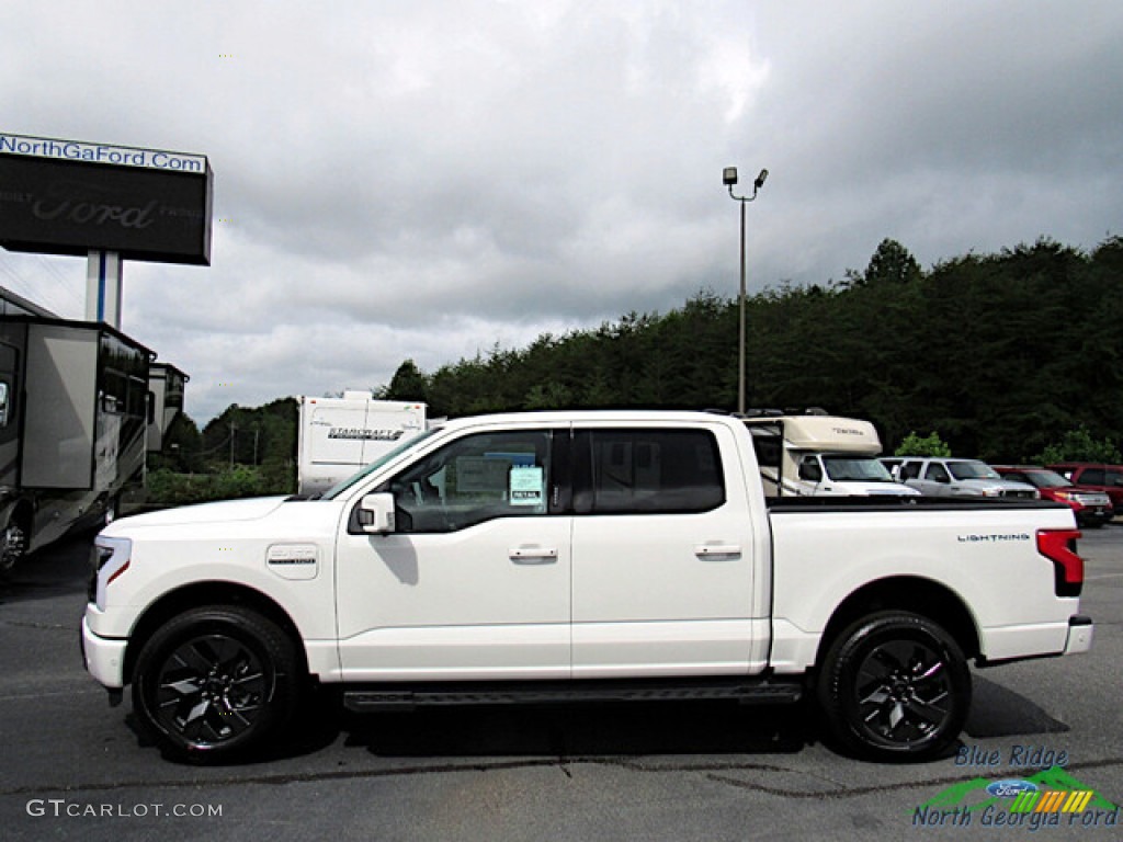 Star White Metallic 2022 Ford F150 Lightning Lariat 4x4 Exterior Photo #144780619