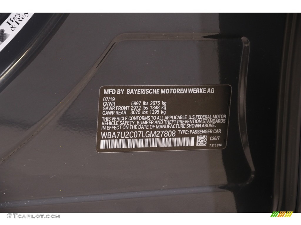 2020 BMW 7 Series 750i xDrive Sedan Color Code Photos