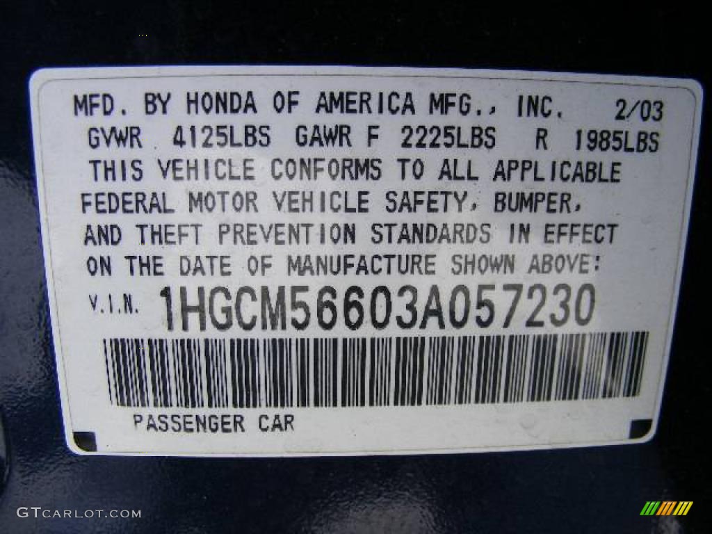 2003 Accord EX Sedan - Eternal Blue Pearl / Black photo #31