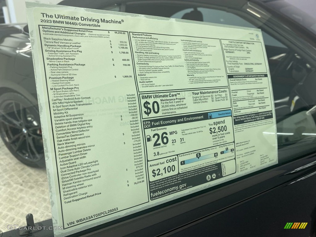 2023 BMW 4 Series M440i Convertible Window Sticker Photo #144799660