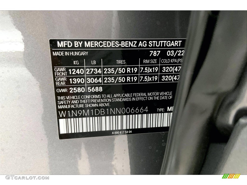 2022 EQB 350 4Matic - Mountain Gray Metallic / Black photo #11