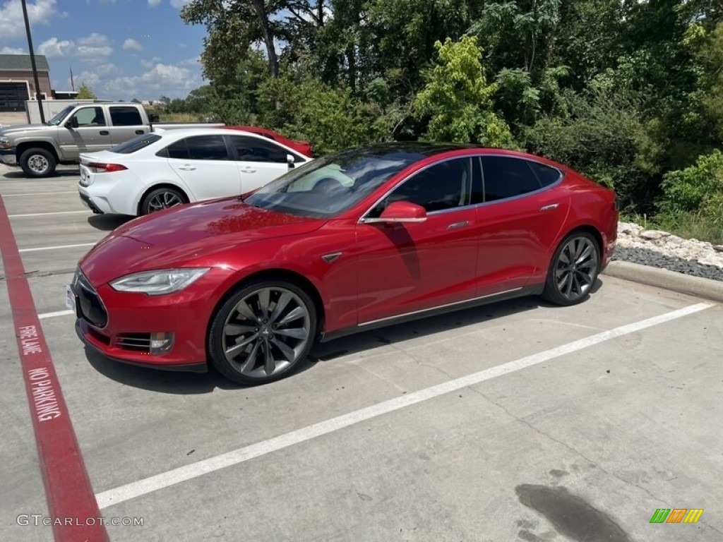 Red Tesla Multi-Coat 2013 Tesla Model S P85 Performance Exterior Photo #144803203