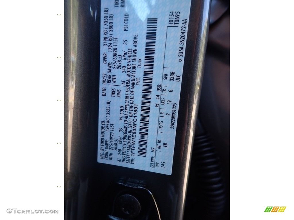 2022 F150 Color Code M7 for Carbonized Gray Metallic Photo #144807055