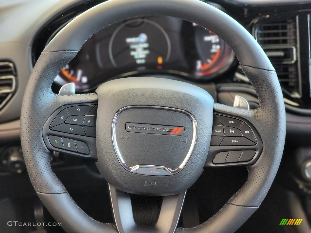 2022 Dodge Durango R/T Blacktop AWD Black Steering Wheel Photo #144807226