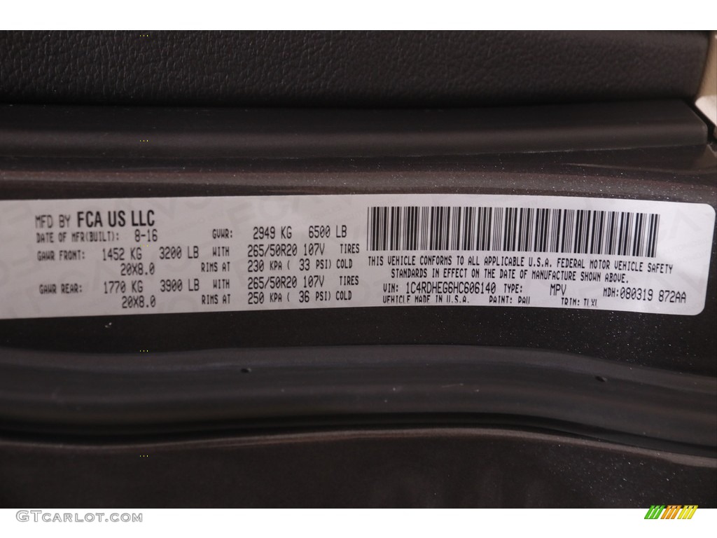 2017 Durango Color Code PAU for Granite Metallic Photo #144809770