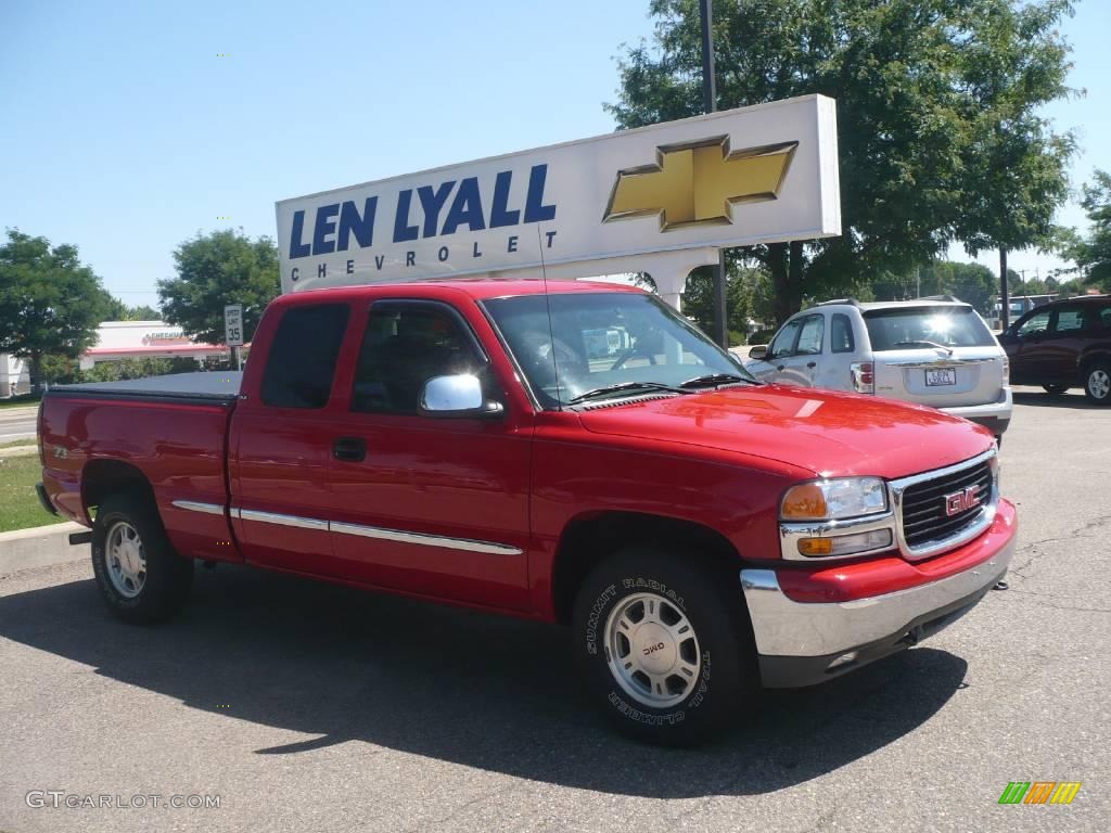 2001 Sierra 1500 SLT Extended Cab 4x4 - Fire Red / Graphite photo #1