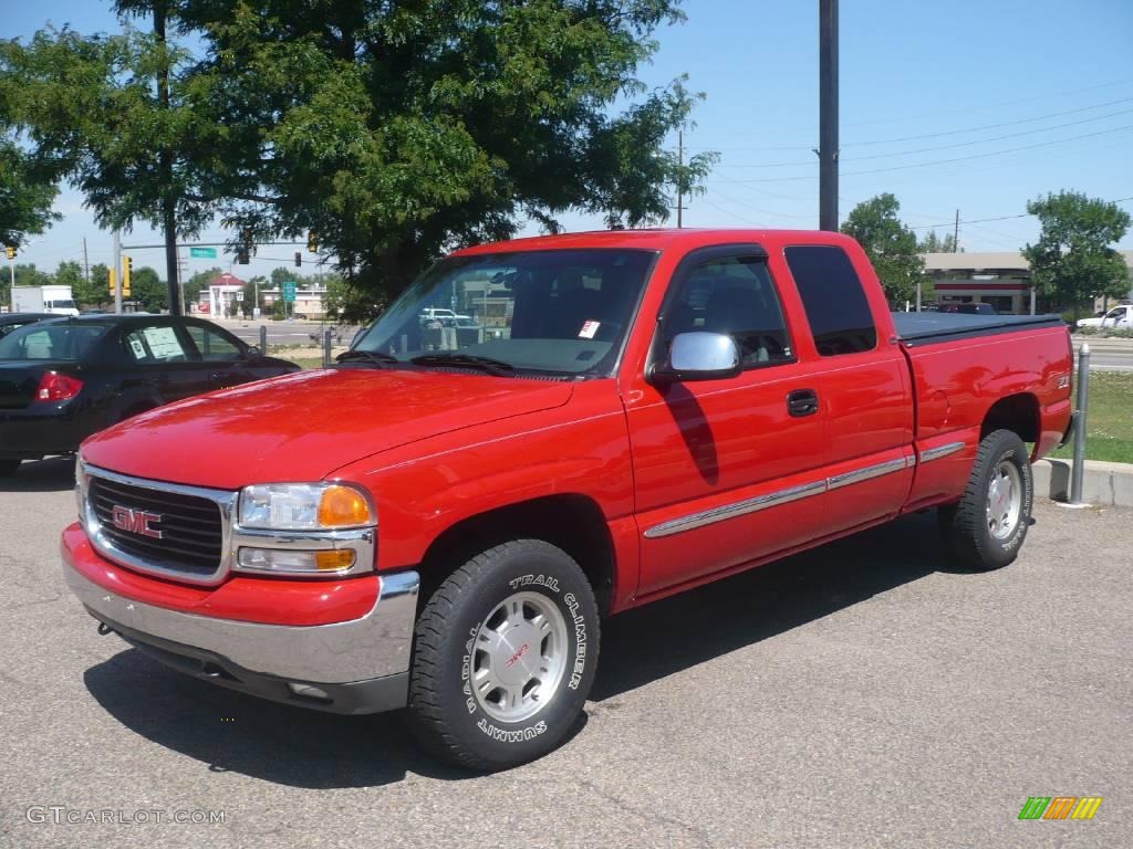 2001 Sierra 1500 SLT Extended Cab 4x4 - Fire Red / Graphite photo #3