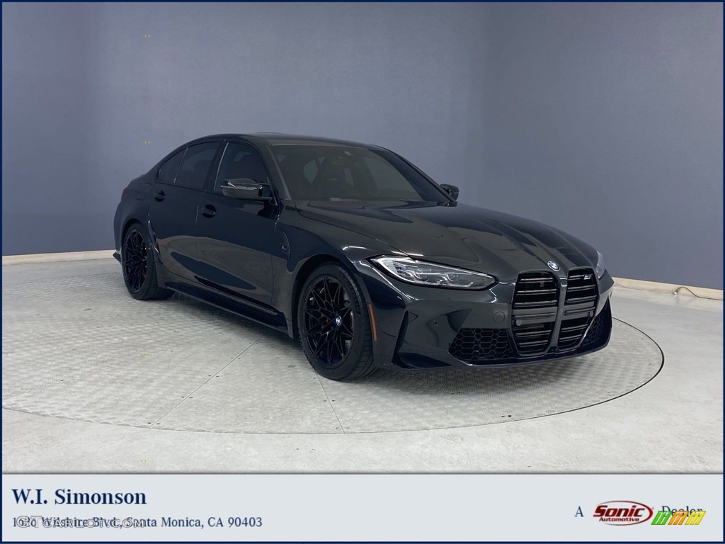 2022 M3 Competition Sedan - Black Sapphire Metallic / Fiona Red photo #1