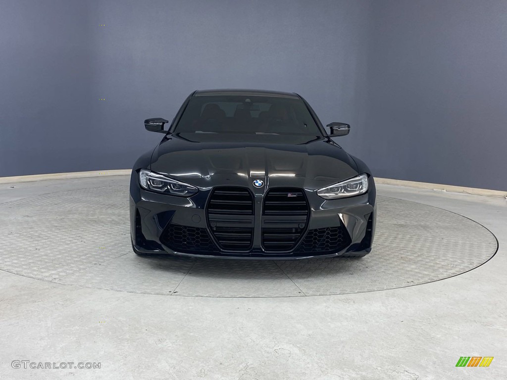 2022 M3 Competition Sedan - Black Sapphire Metallic / Fiona Red photo #2