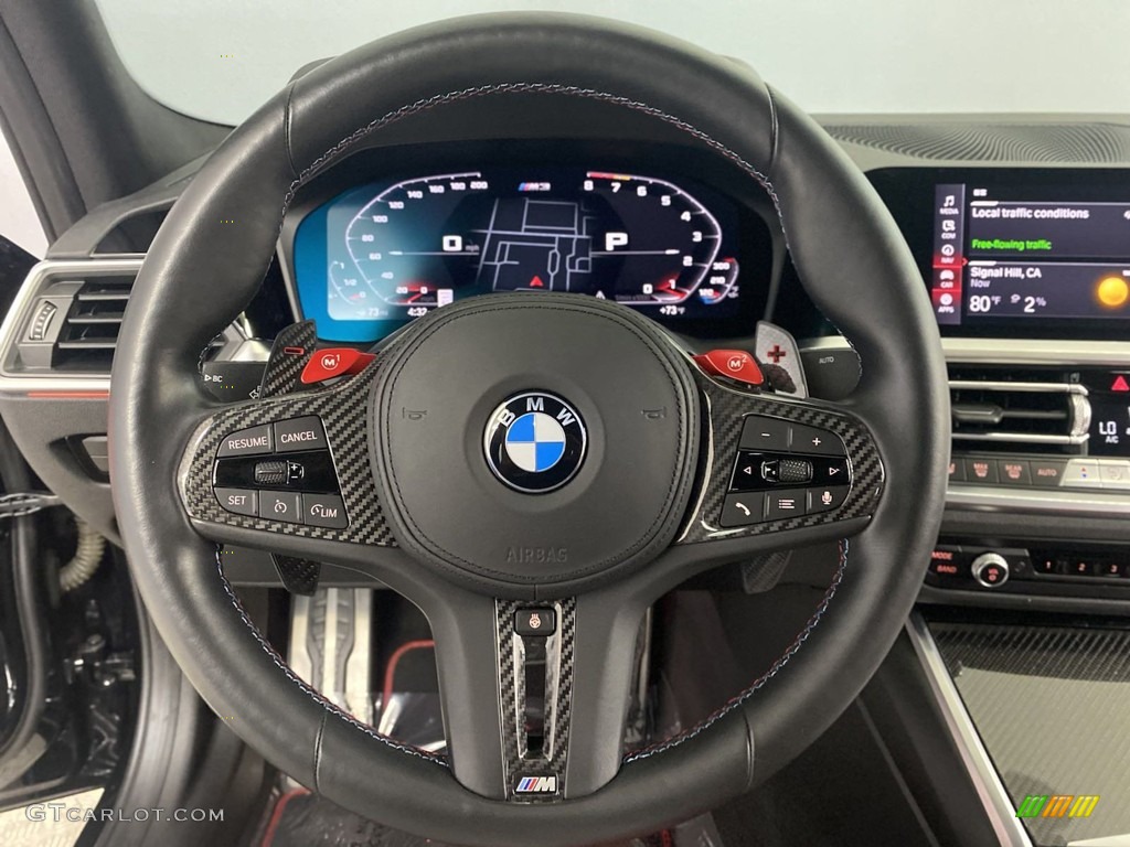 2022 BMW M3 Competition Sedan Fiona Red Steering Wheel Photo #144825017