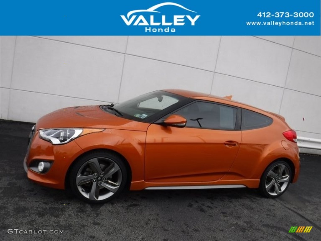 2014 Veloster Turbo - Vitamin C / Black photo #2