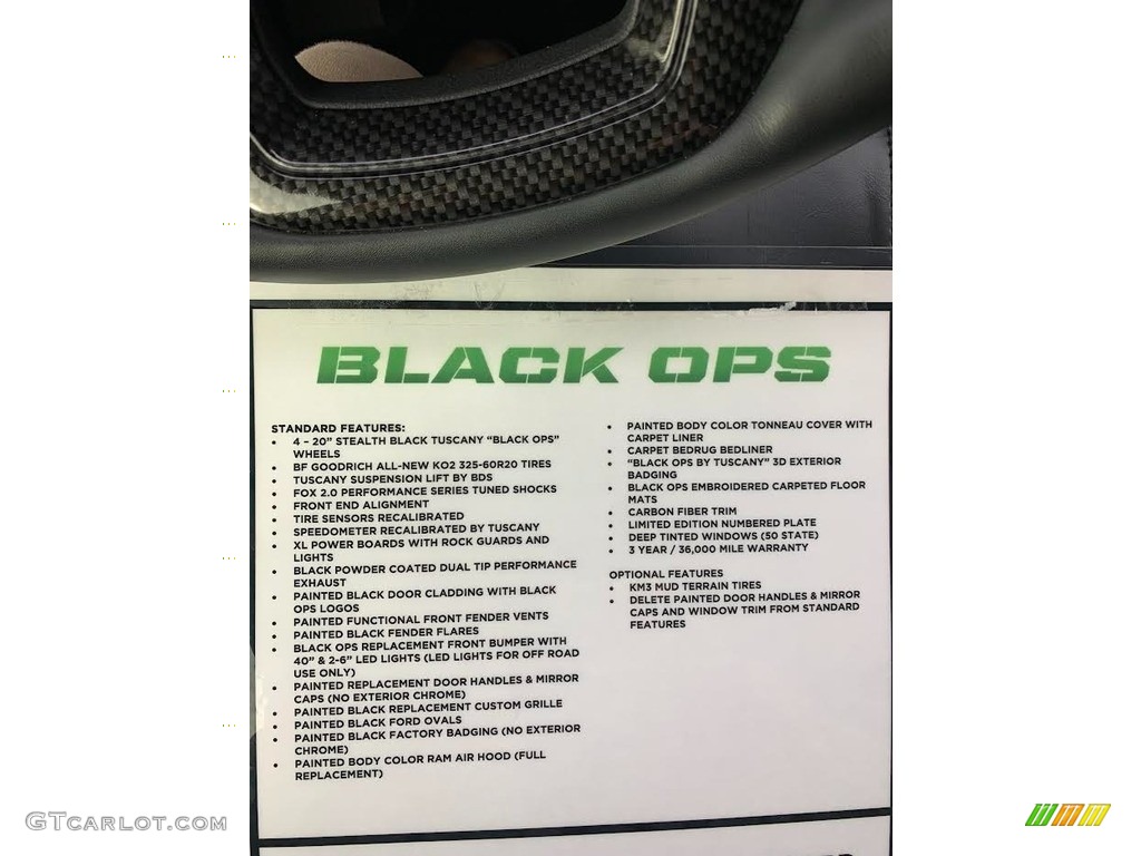 2021 Ford F150 Lariat Tuscany Black Ops SuperCrew 4x4 Info Tag Photos