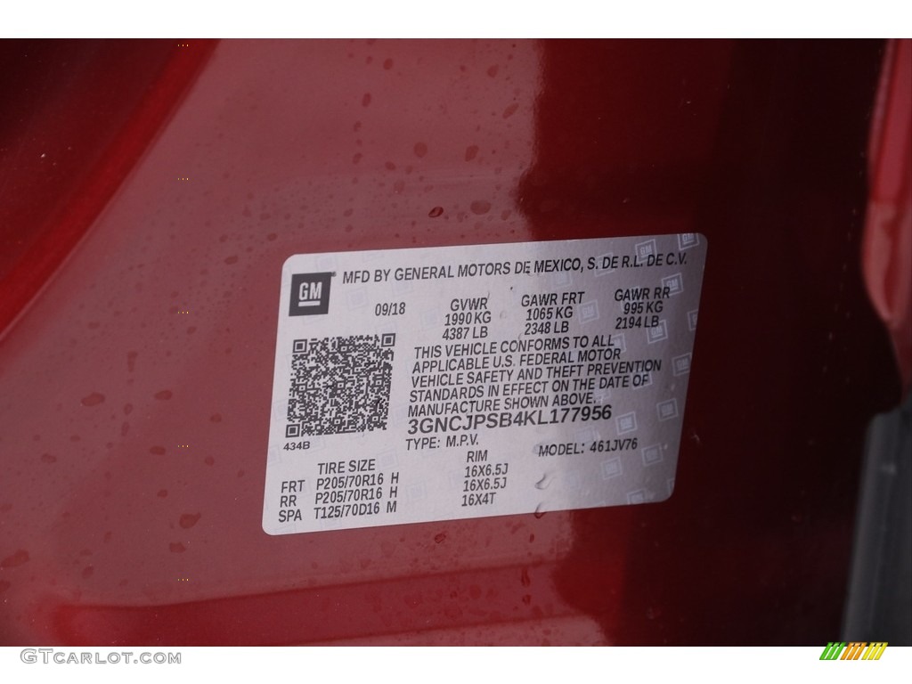 2019 Trax LT AWD - Cajun Red Tintcoat / Jet Black photo #19