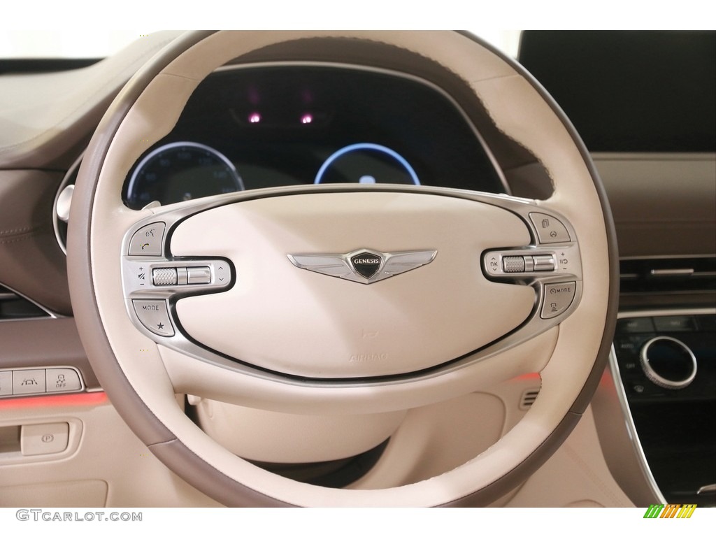 2021 Genesis GV80 3.5T AWD Beige/Taupe Steering Wheel Photo #144843825