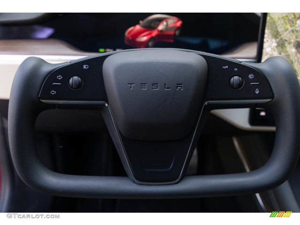 2022 Tesla Model S AWD Creme Steering Wheel Photo #144851081