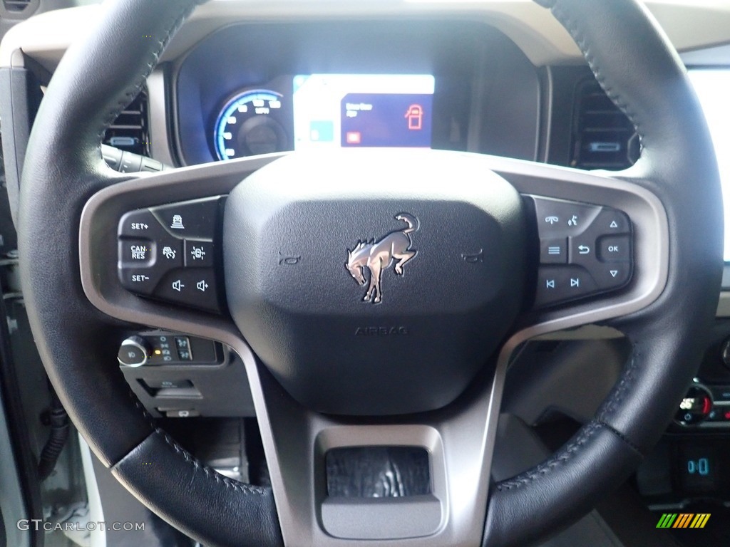2021 Ford Bronco Wildtrak 4x4 2-Door Sandstone/Black Onyx Steering Wheel Photo #144859425