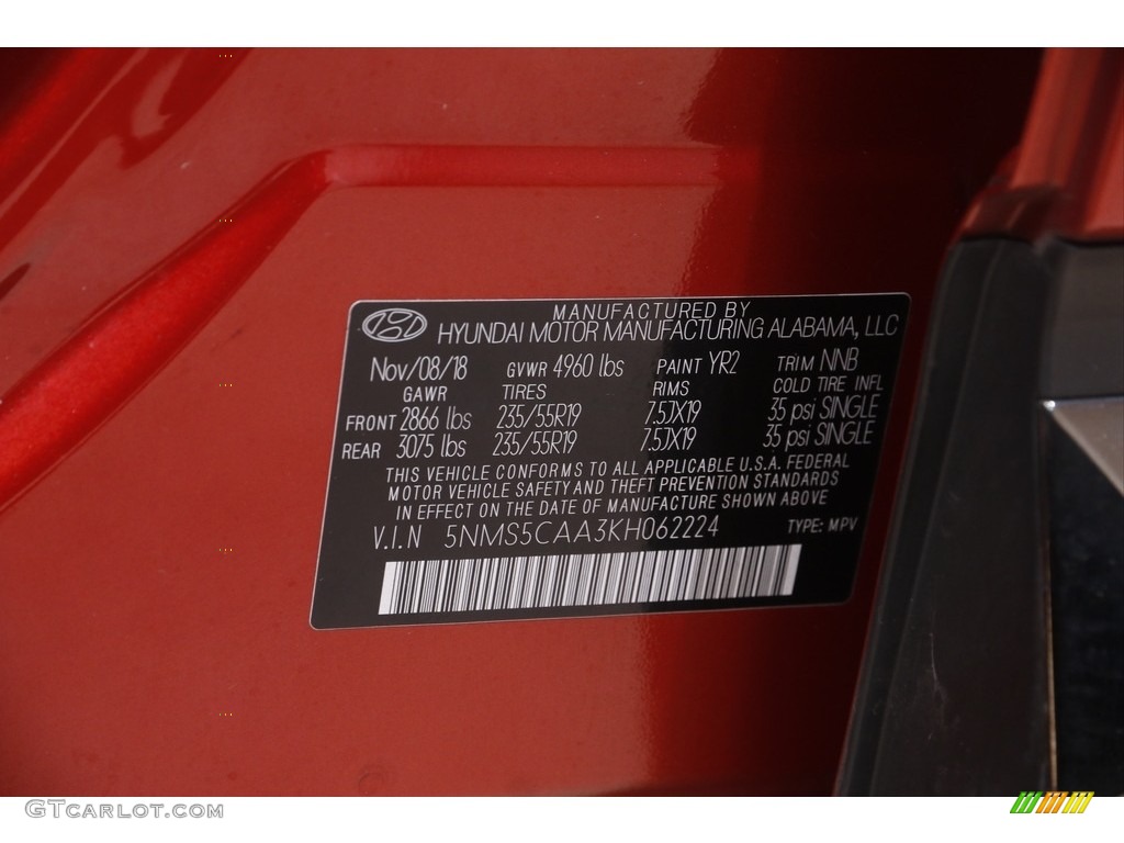 2019 Santa Fe Ultimate AWD - Lava Orange / Black photo #22