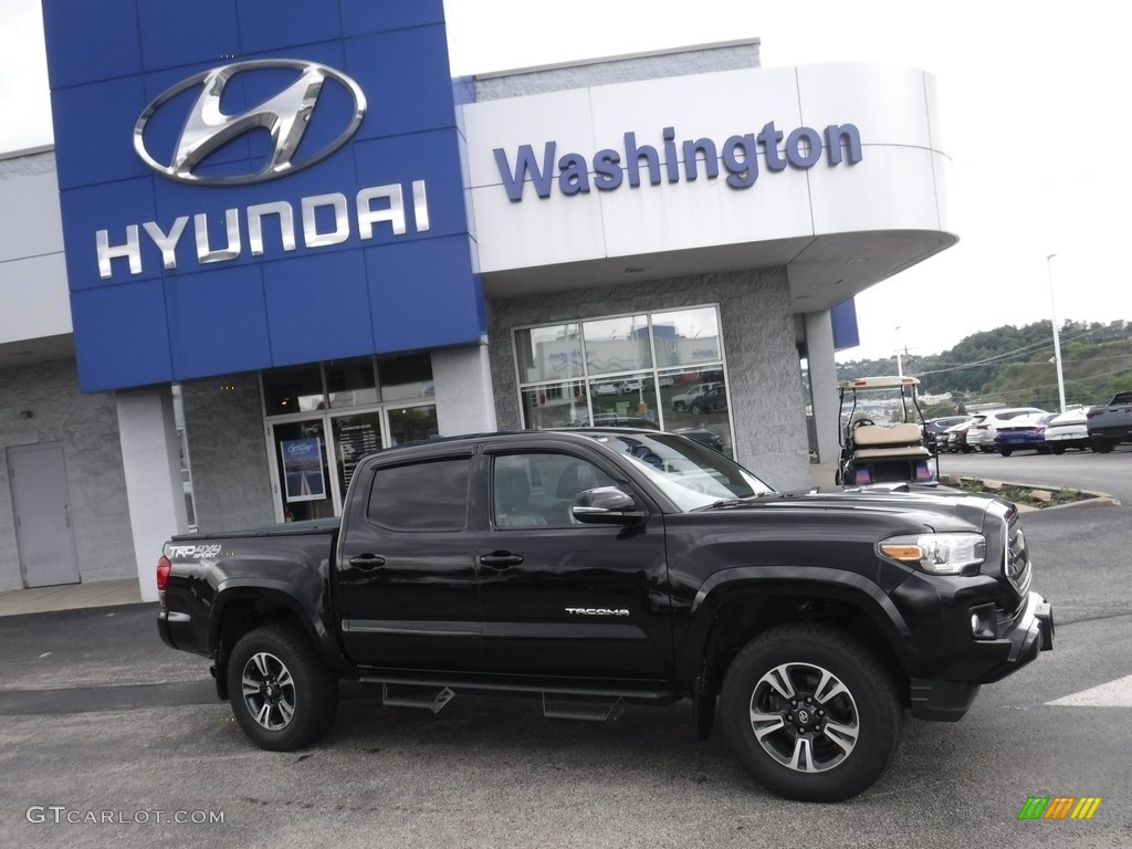 2018 Tacoma TRD Sport Double Cab 4x4 - Midnight Black Metallic / Black photo #2