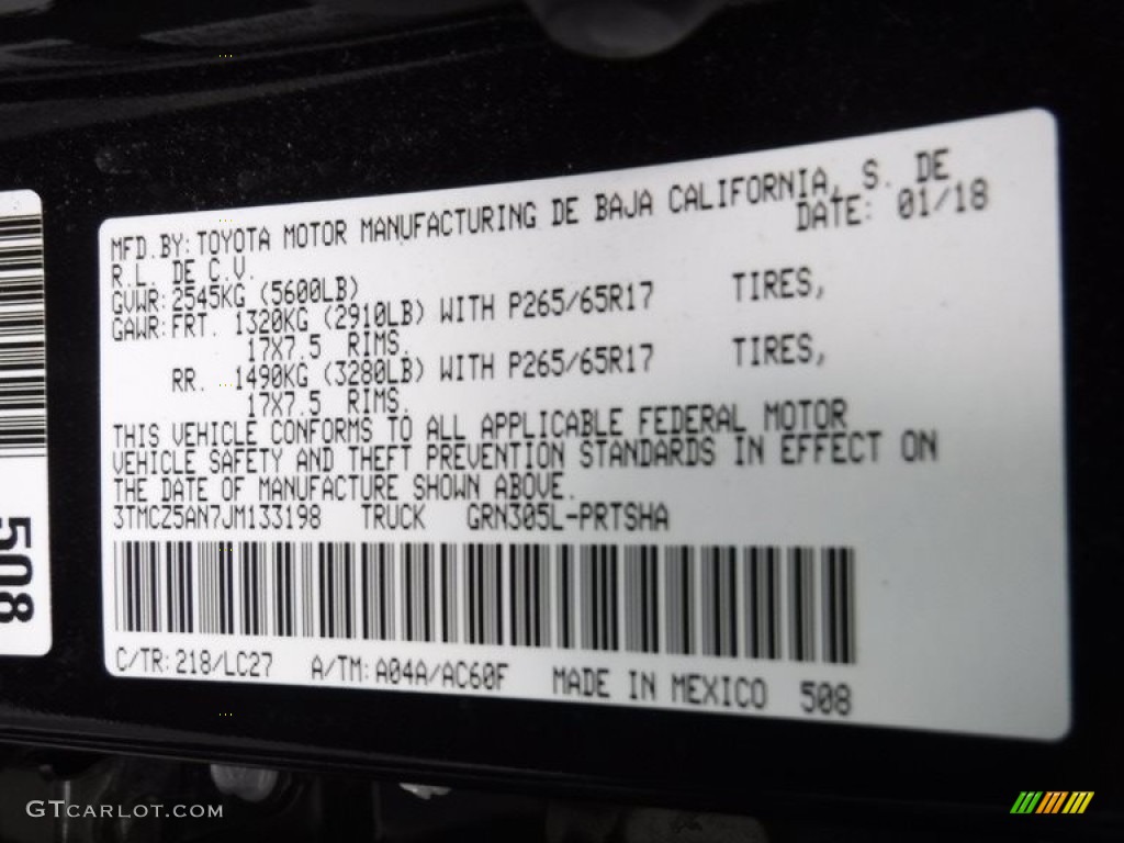 2018 Tacoma TRD Sport Double Cab 4x4 - Midnight Black Metallic / Black photo #41