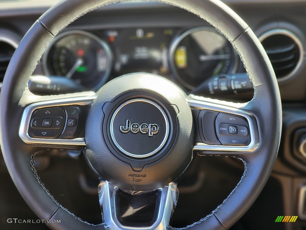 2023 Jeep Wrangler Unlimited Sahara 4XE Hybrid Dark Saddle/Black Steering Wheel Photo #144868477