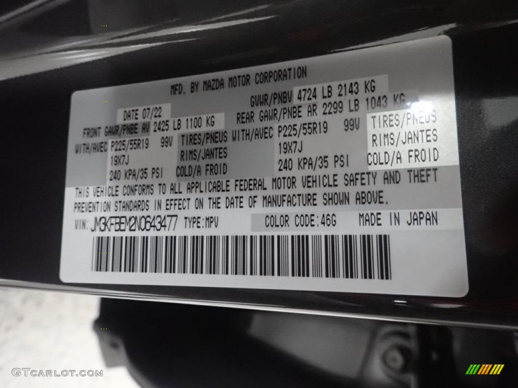2022 CX-5 Color Code 46G for Machine Gray Metallic Photo #144876731