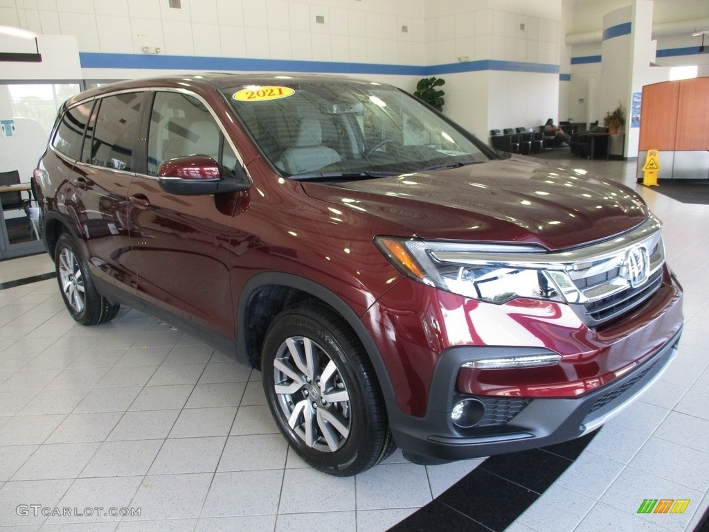 2021 Pilot EX-L AWD - Deep Scarlet Pearl / Beige photo #3