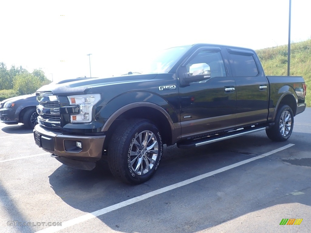 2015 F150 Lariat SuperCrew 4x4 - Green Gem Metallic / Medium Light Camel photo #7