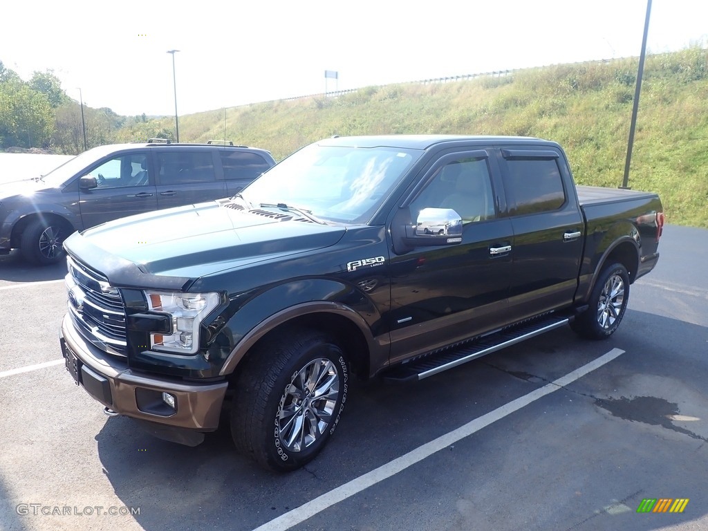 2015 F150 Lariat SuperCrew 4x4 - Green Gem Metallic / Medium Light Camel photo #8