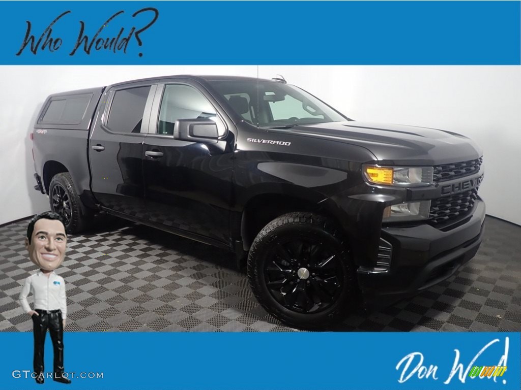 2021 Silverado 1500 Custom Crew Cab 4x4 - Black / Jet Black photo #1