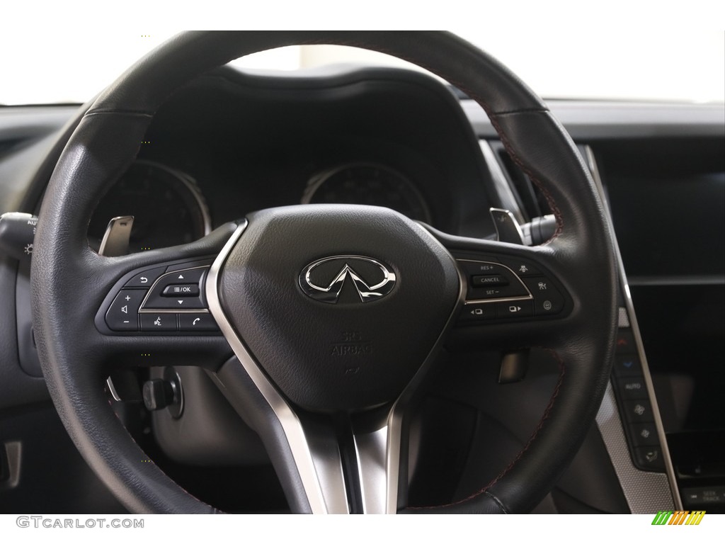 2020 Infiniti Q50 3.0t Red Sport 400 AWD Graphite Steering Wheel Photo #144882878